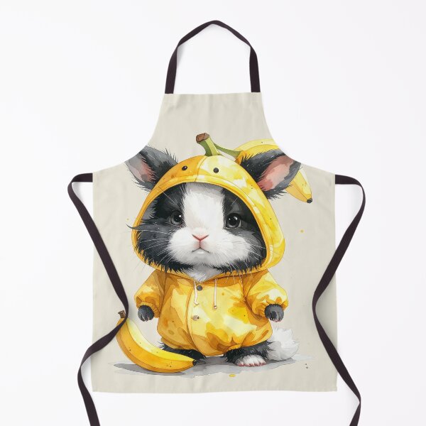 Item preview, Black and white lionhead rabbit in a banana costume designed and sold by LiskoDesign.