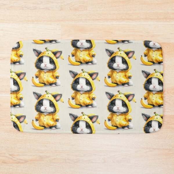 Item preview, Black and white lionhead rabbit in a banana costume designed and sold by LiskoDesign.