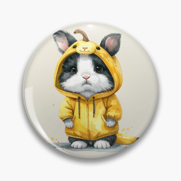 Item preview, Black and white dwarf rabbit in a banana costume designed and sold by LiskoDesign.