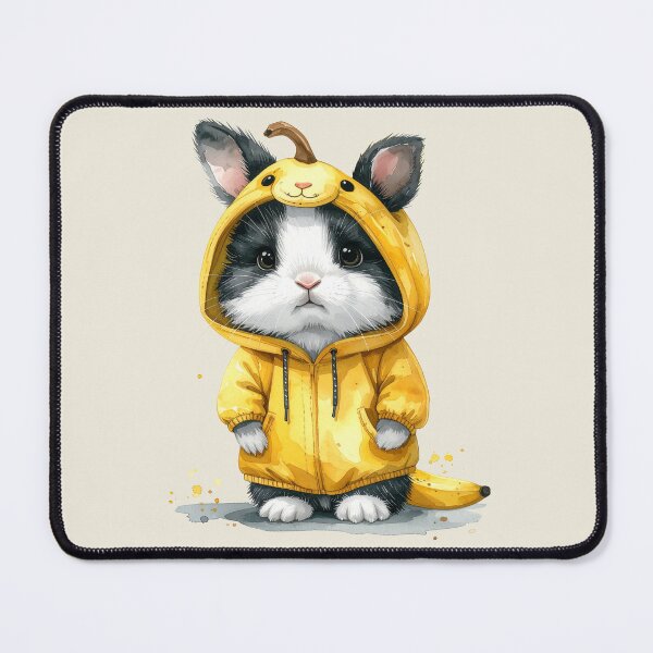 Item preview, Black and white dwarf rabbit in a banana costume designed and sold by LiskoDesign.