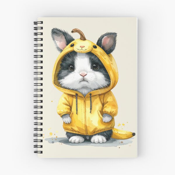 Item preview, Black and white dwarf rabbit in a banana costume designed and sold by LiskoDesign.