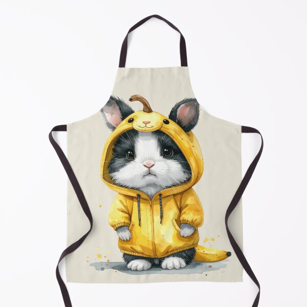 Item preview, Black and white dwarf rabbit in a banana costume designed and sold by LiskoDesign.