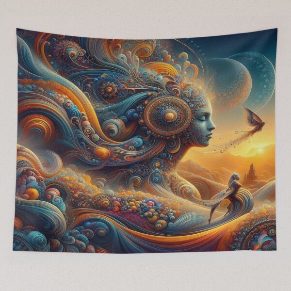 Item preview, Cosmic Harmony & Surreal Beauty – Spiritual AI art with mandala hair and mystical energy designed and sold by FotoworldEdel.