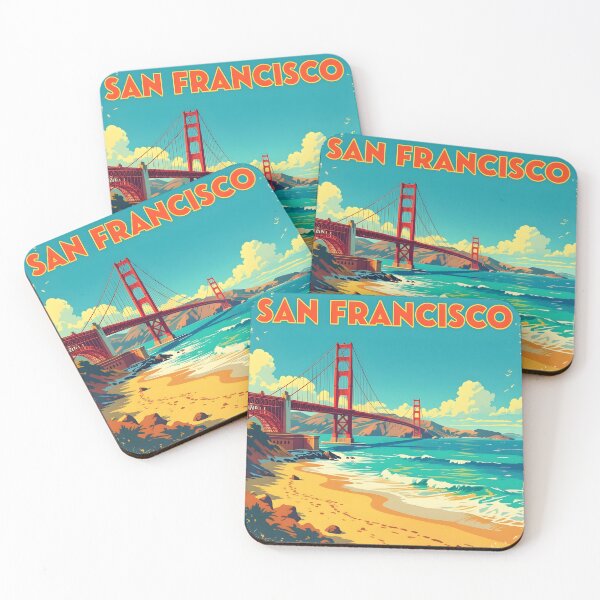 Item preview, Baker Beach, San Francisco, USA: Vintage-Style Painterly Travel Poster designed and sold by LSVart.