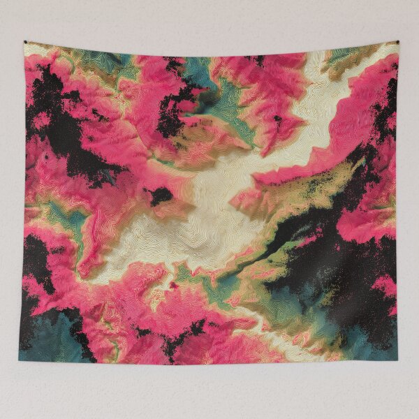 Item preview, Magenta Teal Topographic Contour Swirls Pattern designed and sold by bubblegoth.