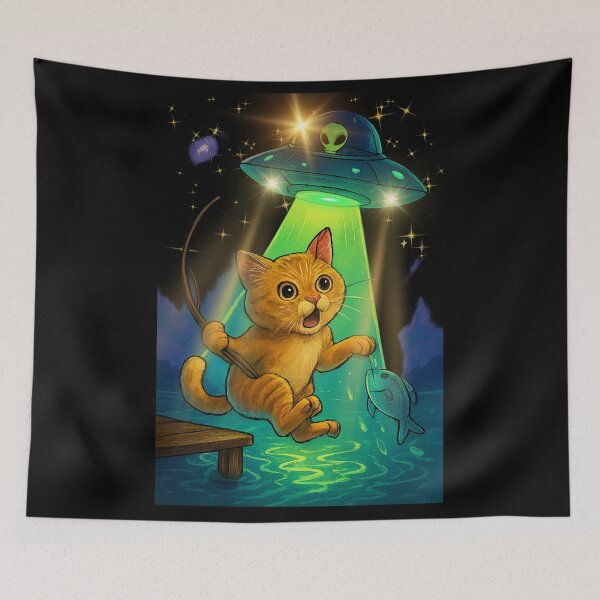 Artikelvorschau, Kawaii-Angelkatze, Alien-UFO-Entführung entworfen und verkauft von JI-PIXEL-PLACE.