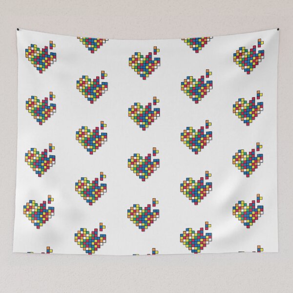 Item preview, Puzzle Heart - Complete the Love: Tetris & Rubik's Cube Mosaic Design designed and sold by Vector Woofs.