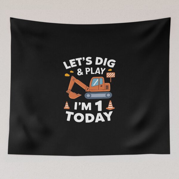 Item preview, One 1st Birthday Boy Digger Boy Construction 1 Year Old  designed and sold by DigitaldeligArt.