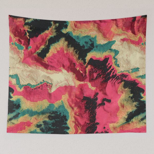 Item preview, Neon Topographic Contour Map Swirls Pattern designed and sold by bubblegoth.