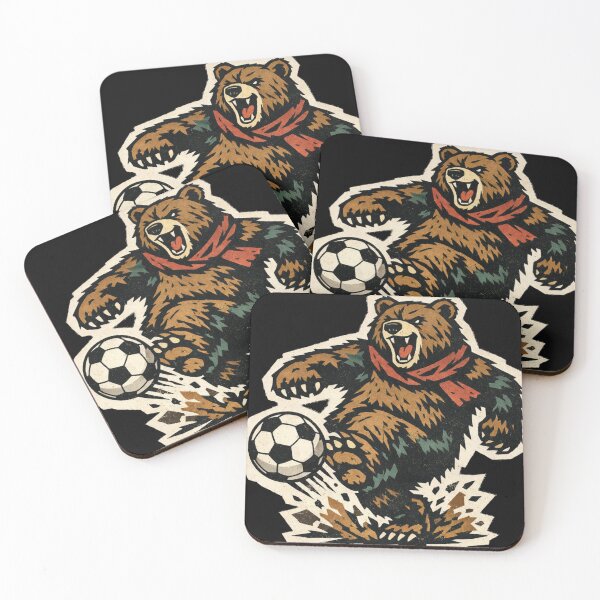 Item preview, Grizzly Bear Playing Soccer – Vintage Comic Style designed and sold by HappySproutArt.