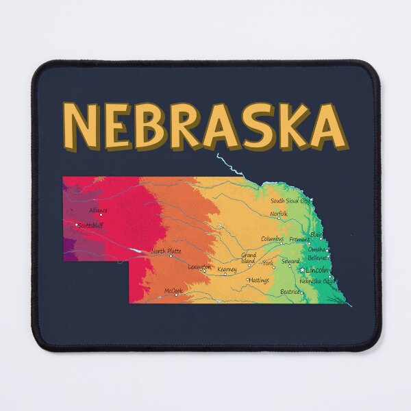 Item preview, Nebraska State Topographic Map - Vibrant Colors designed and sold by mashmosh.