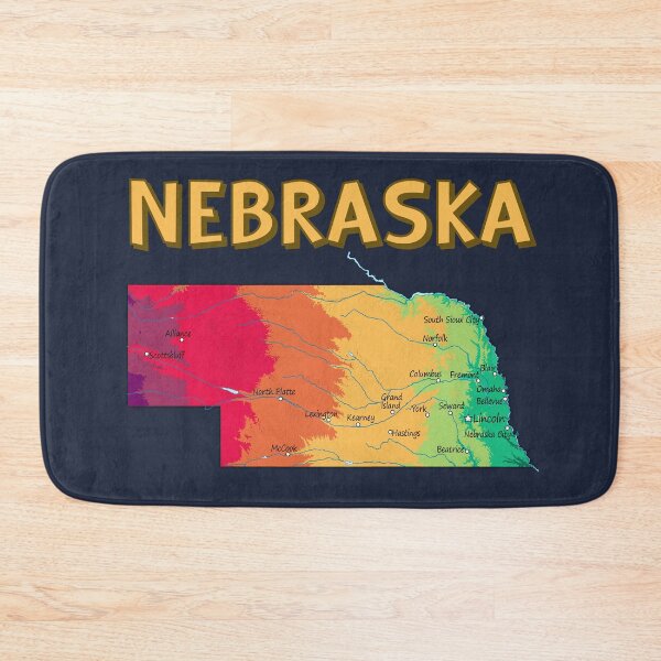 Item preview, Nebraska State Topographic Map - Vibrant Colors designed and sold by mashmosh.
