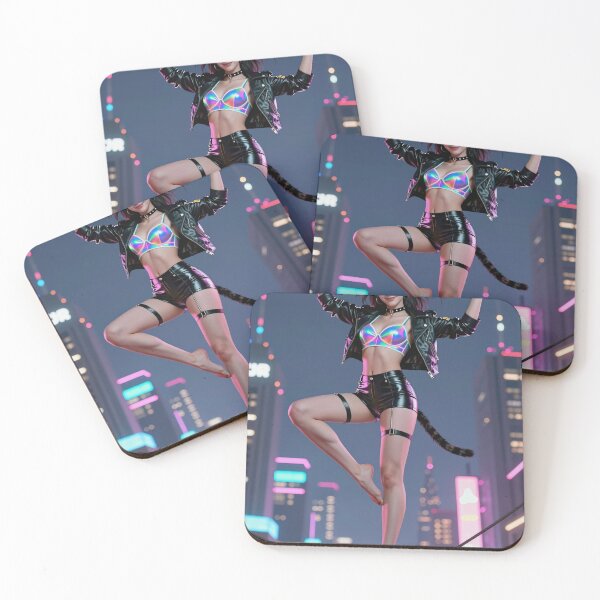 Item preview, Cat ears woman tightrope neon city designed and sold by CathryneDelamort.