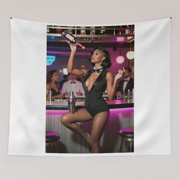 Item preview, Woman in black suit on bar stool designed and sold by CathryneDelamort.