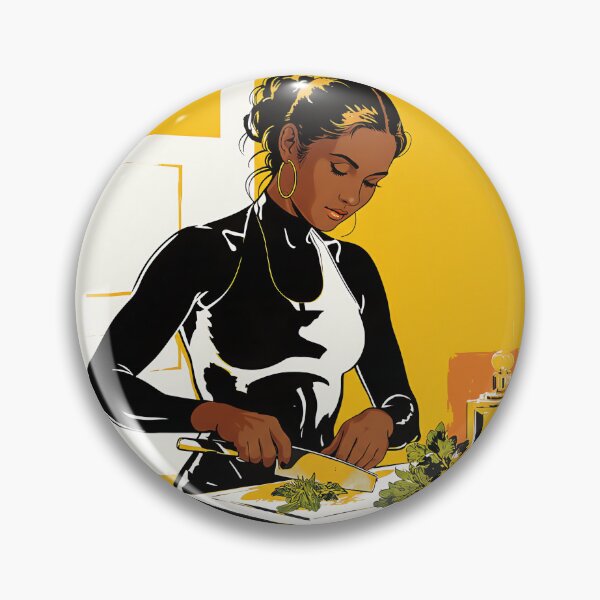 Item preview, Modern Woman Cooking Illustration - Watercolor Kitchen Art - Black Woman Chef Portrait designed and sold by Banal25.