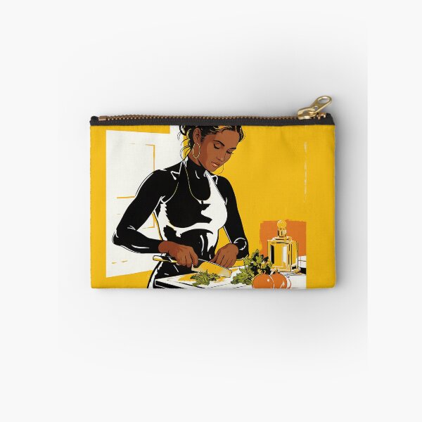 Item preview, Modern Woman Cooking Illustration - Watercolor Kitchen Art - Black Woman Chef Portrait designed and sold by Banal25.