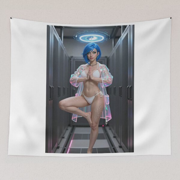 Item preview, Cipher woman glowing robe server room designed and sold by CathryneDelamort.