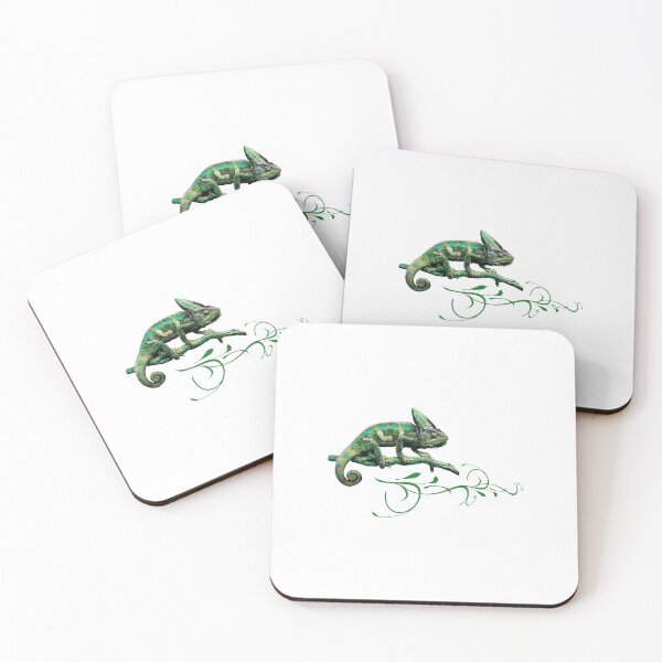 Item preview, Green Chameleon with Birds – Minimal Nature Logo designed and sold by Dotadoari.