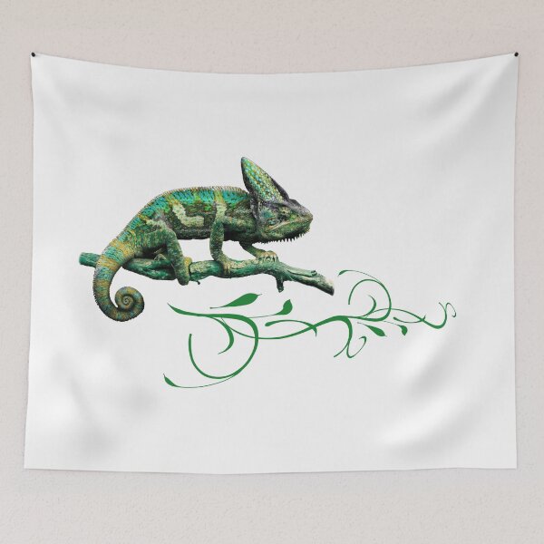 Item preview, Green Chameleon with Birds – Minimal Nature Logo designed and sold by Dotadoari.