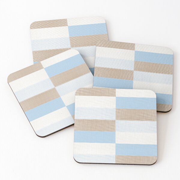 Item preview, Minimalist Geometric Woven Wide Check Pattern in Ice Blue and Light Brown Tones designed and sold by kierkegaard.