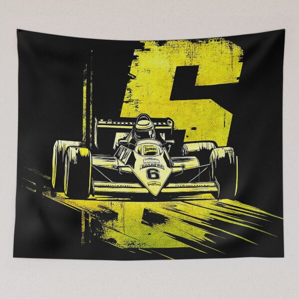 Item preview, Finnish Vintage Formula F1 Legend, for black fabric designed and sold by SteadyRolling.