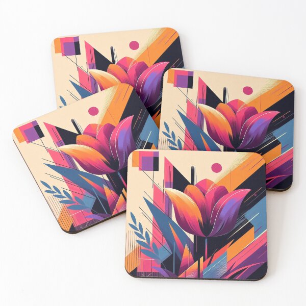 Item preview, Chromatic Bloom XIV – Abstract Geometric Floral Art Framed designed and sold by Okmanoo.