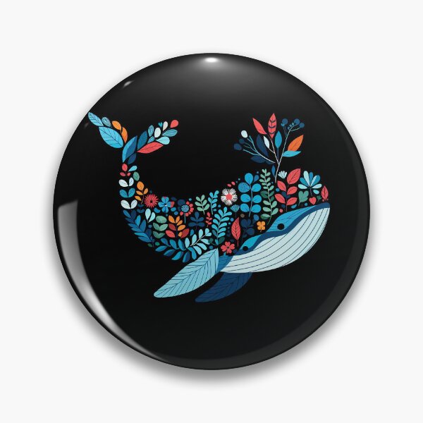 Item preview, Floral Humpback Whale – Scandinavian Folk Art by heidiannemorris © designed and sold by FOLK ART FUSION by heidiannemorris.