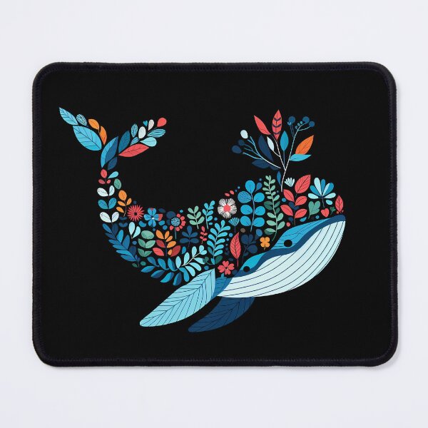 Item preview, Floral Humpback Whale – Scandinavian Folk Art by heidiannemorris © designed and sold by FOLK ART FUSION by heidiannemorris.