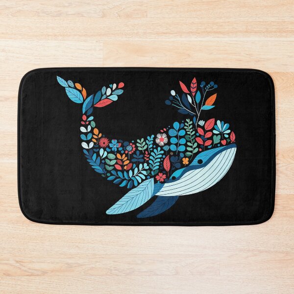 Item preview, Floral Humpback Whale – Scandinavian Folk Art by heidiannemorris © designed and sold by FOLK ART FUSION by heidiannemorris.