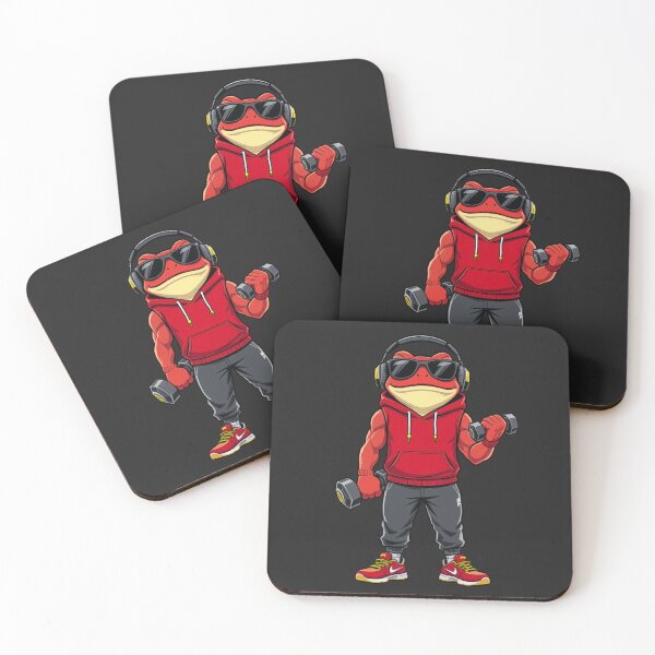 Item preview, Red Frog Fitness Illustration – Calm Gym Frog with Dumbbell | Premium Flat Cartoon Art designed and sold by ColorSplash123.