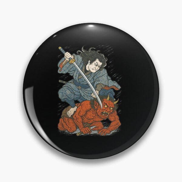 Item preview, Traditional Japanese Samurai Slaying Red Oni Demon designed and sold by TeeARTHY.