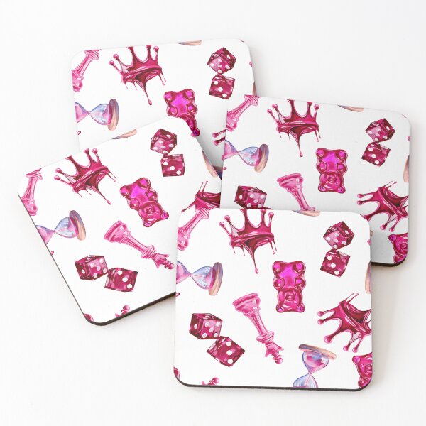 Item preview, Seamless pattern for Valentine's Day in pink, Crown, dice, sand timer, jelly bag, chess queen designed and sold by Nastasiakhmnk.