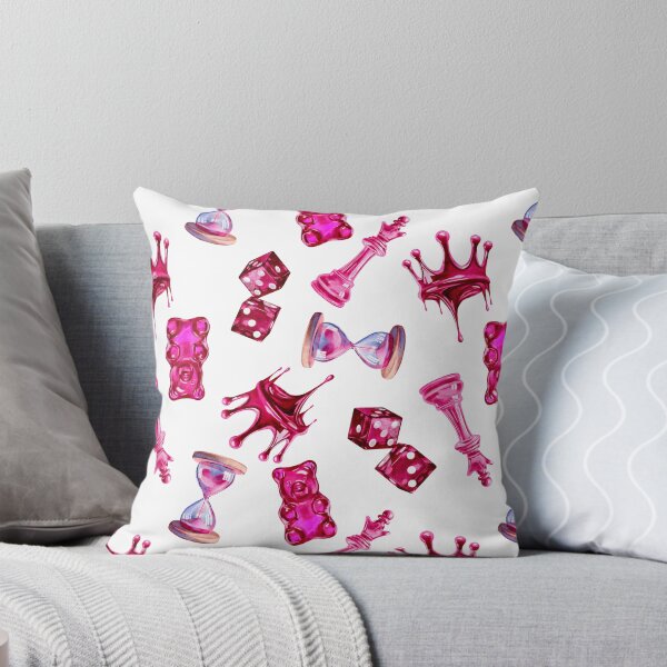 Item preview, Seamless pattern for Valentine's Day in pink, Crown, dice, sand timer, jelly bag, chess queen designed and sold by Nastasiakhmnk.