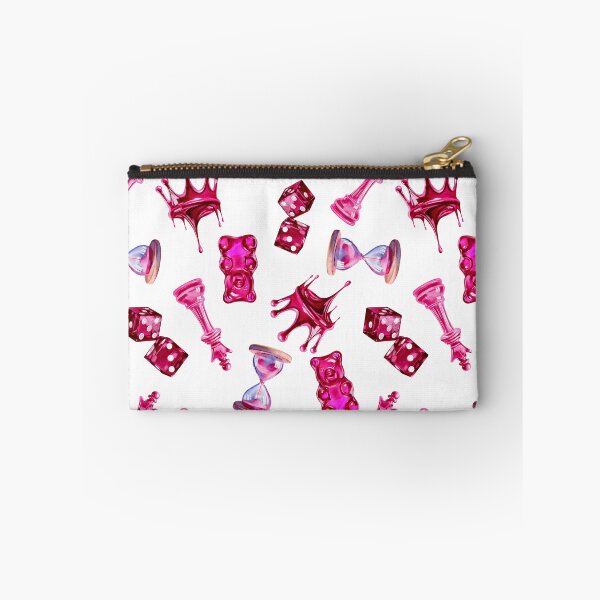 Item preview, Seamless pattern for Valentine's Day in pink, Crown, dice, sand timer, jelly bag, chess queen designed and sold by Nastasiakhmnk.