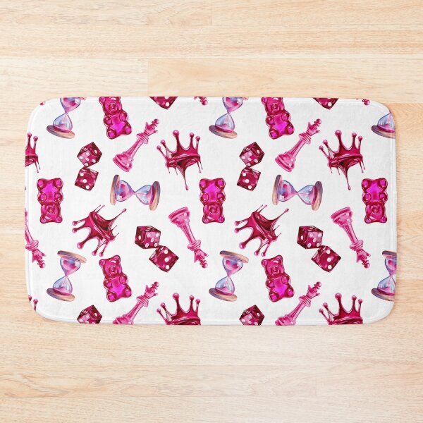 Item preview, Seamless pattern for Valentine's Day in pink, Crown, dice, sand timer, jelly bag, chess queen designed and sold by Nastasiakhmnk.