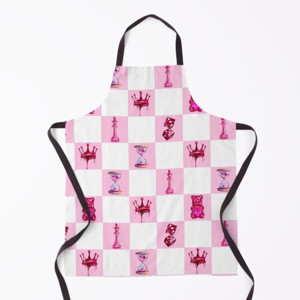 Item preview, Seamless pattern for Valentine's Day in pink, Crown, dice, sand timer, jelly bag, chess queen on a chessboard background designed and sold by Nastasiakhmnk.