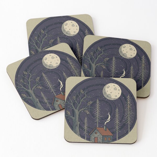 Item preview, Cozy Moonlit Cabin in the Woods designed and sold by bubblebash.