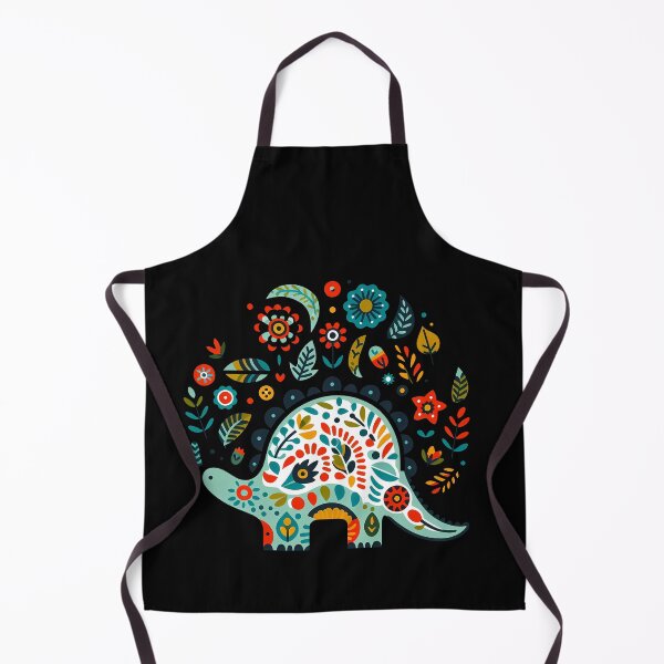Item preview, Floral Stegosaurus with Folk Motifs – Scandinavian Folk Art by heidiannemorris © designed and sold by FOLK ART FUSION by heidiannemorris.