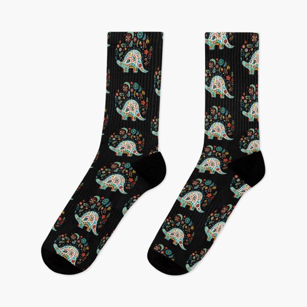 Item preview, Floral Stegosaurus with Folk Motifs – Scandinavian Folk Art by heidiannemorris © designed and sold by FOLK ART FUSION by heidiannemorris.
