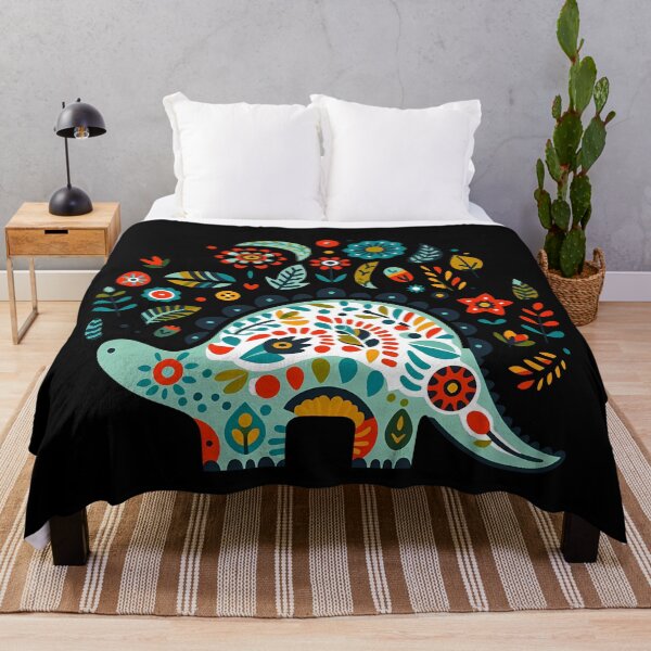 Artikelvorschau, Floraler Stegosaurus mit Volksmotiven – Skandinavische Volkskunst von heidiannemorris © entworfen und verkauft von FOLK ART FUSION by heidiannemorris.