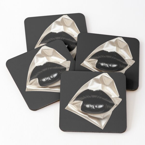 Item preview, Black Glossy Lips Wrapped in Gold Satin – Luxury Fashion Editorial Art designed and sold by NUVYStudio.