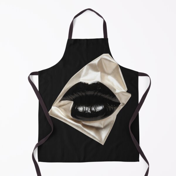 Item preview, Black Glossy Lips Wrapped in Gold Satin – Luxury Fashion Editorial Art designed and sold by NUVYStudio.