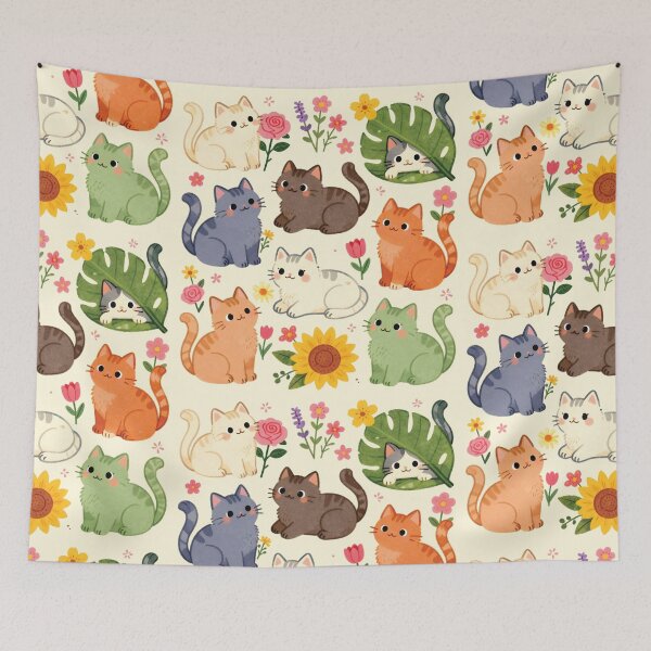Item preview, Chibi Cats in a Garden designed and sold by chillaxcats.