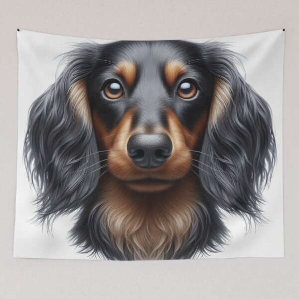 Item preview, long-haired dachshund beautiful head designed and sold by Saxbys.