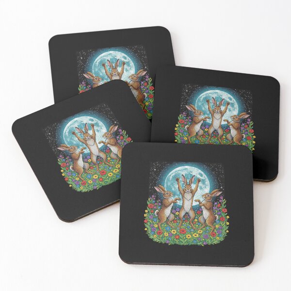 Item preview, Hares Dancing Under Full Moon Floral designed and sold by TeeARTHY.