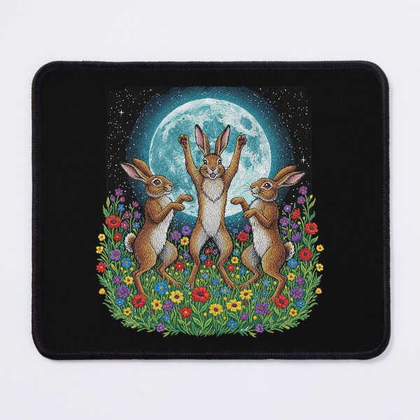 Item preview, Hares Dancing Under Full Moon Floral designed and sold by TeeARTHY.