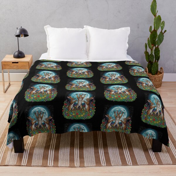 Item preview, Hares Dancing Under Full Moon Floral designed and sold by TeeARTHY.