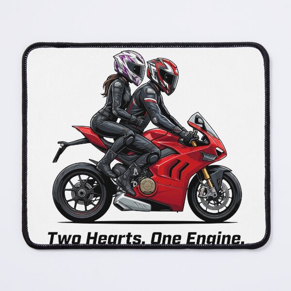 Item preview, Two Hearts One Engine – Romantic Biker Couple Artwork designed and sold by enzoade.