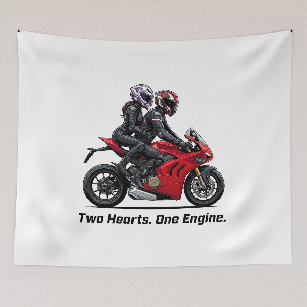 Item preview, Two Hearts One Engine – Romantic Biker Couple Artwork designed and sold by enzoade.