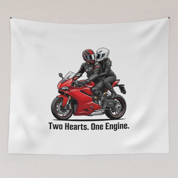 Item preview, Two Hearts One Engine – Biker Valentine Couple Design designed and sold by enzoade.